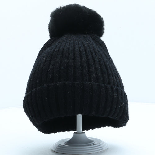 George Womens Black Acrylic Bobble Hat One Size