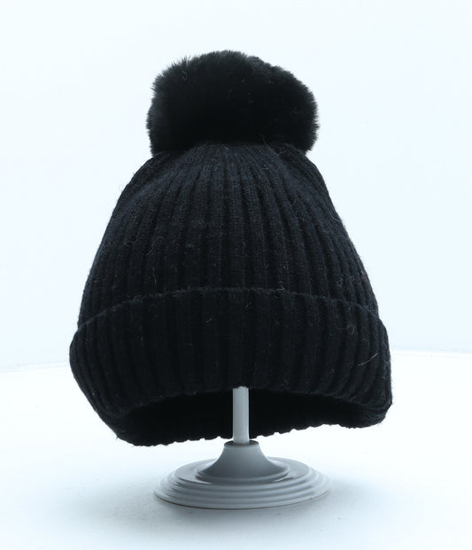 George Womens Black Acrylic Bobble Hat One Size