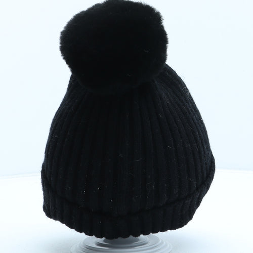 George Womens Black Acrylic Bobble Hat One Size