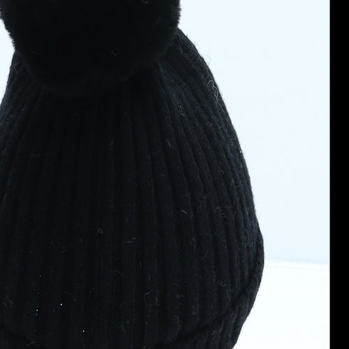 George Womens Black Acrylic Bobble Hat One Size