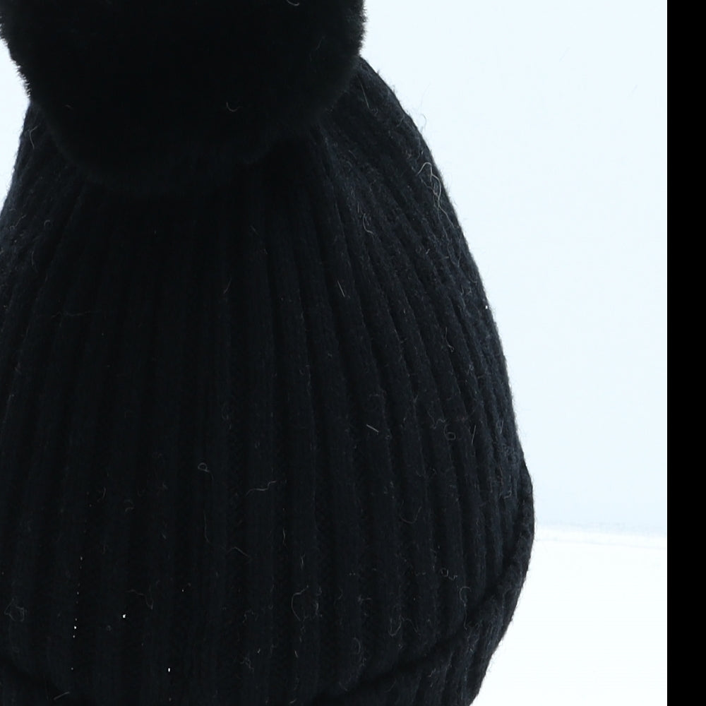 George Womens Black Acrylic Bobble Hat One Size