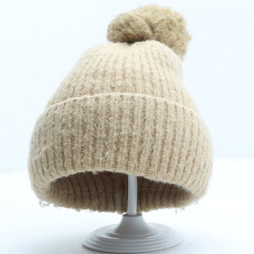 George Womens Beige Polyester Bobble Hat One Size