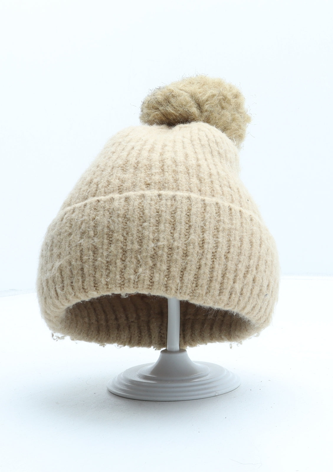George Womens Beige Polyester Bobble Hat One Size
