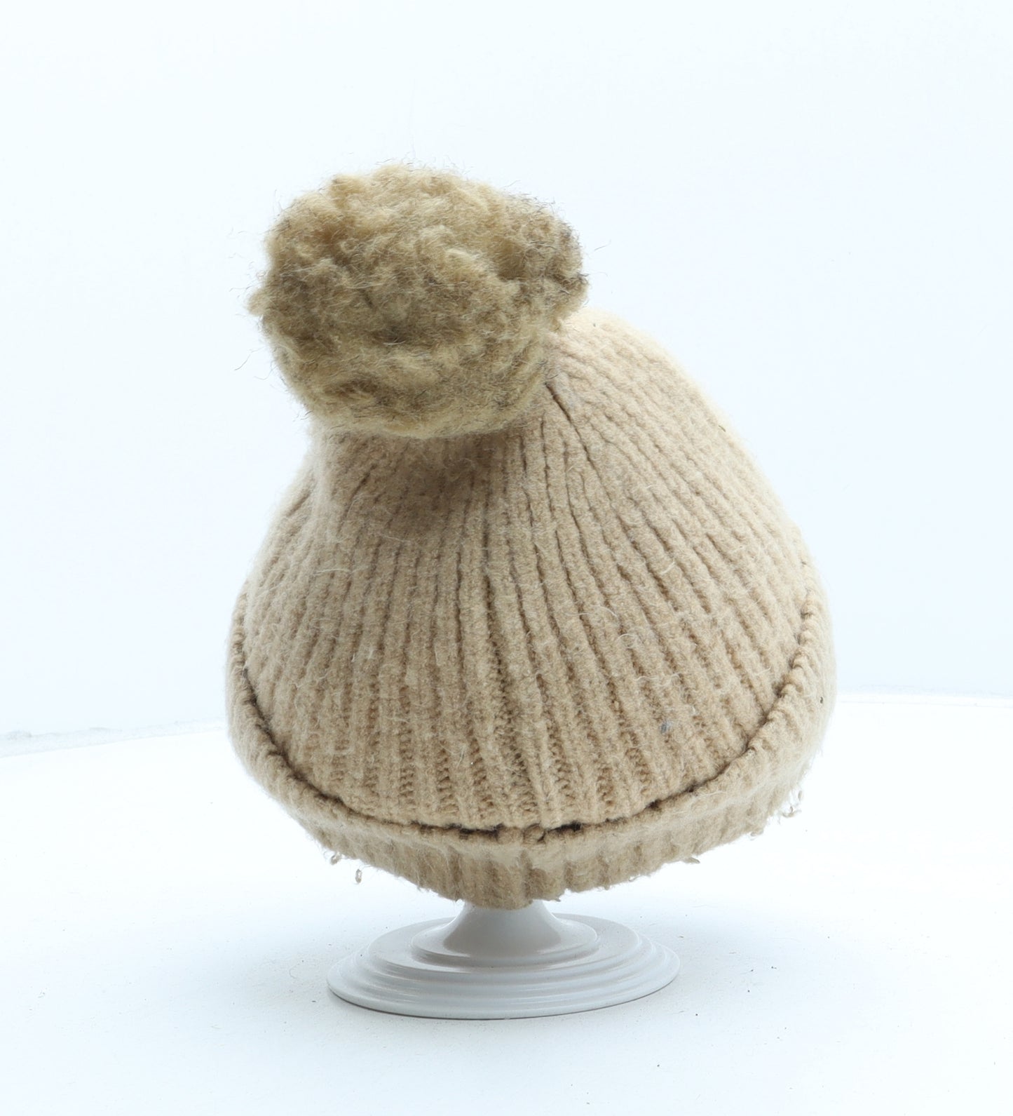 George Womens Beige Polyester Bobble Hat One Size