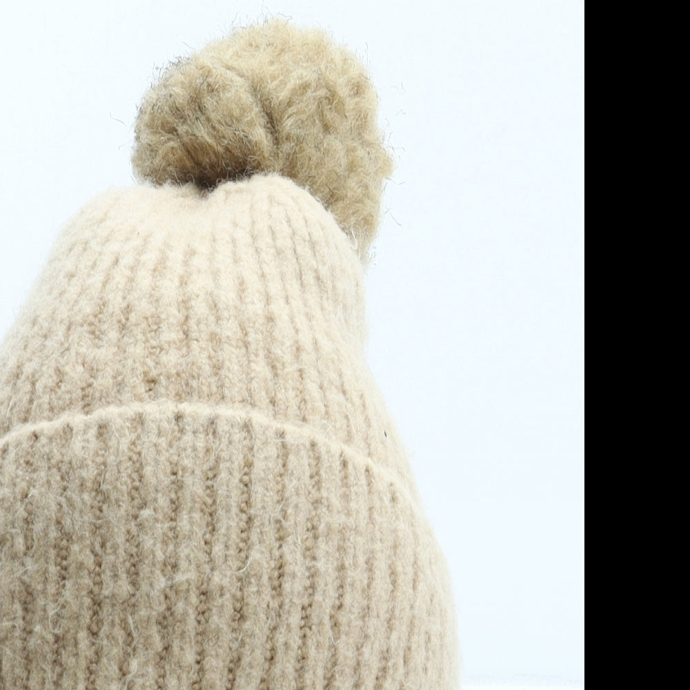 George Womens Beige Polyester Bobble Hat One Size