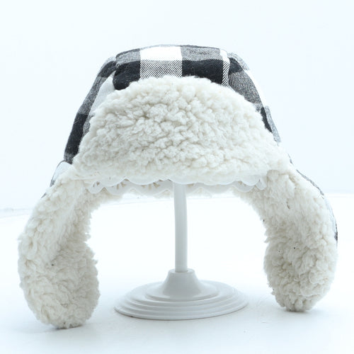 F&F Boys Black Check Polyester Trapper Hat One Size