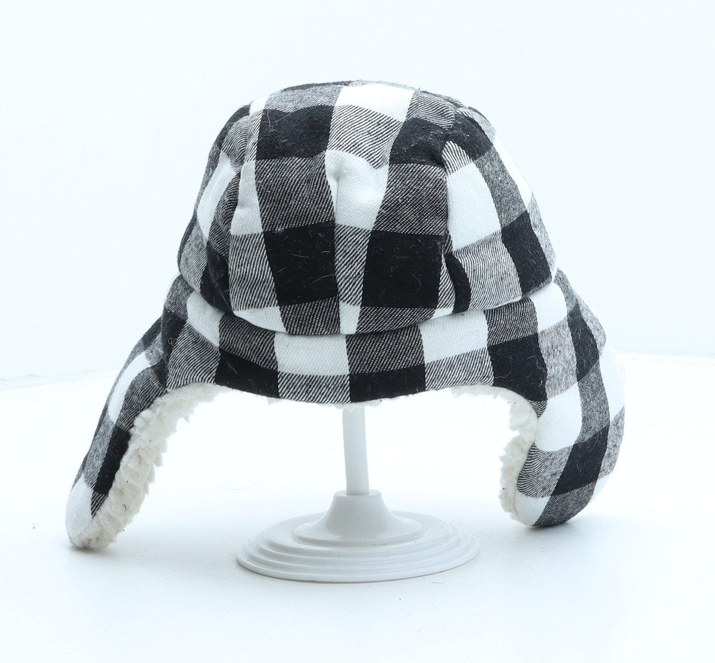 F&F Boys Black Check Polyester Trapper Hat One Size