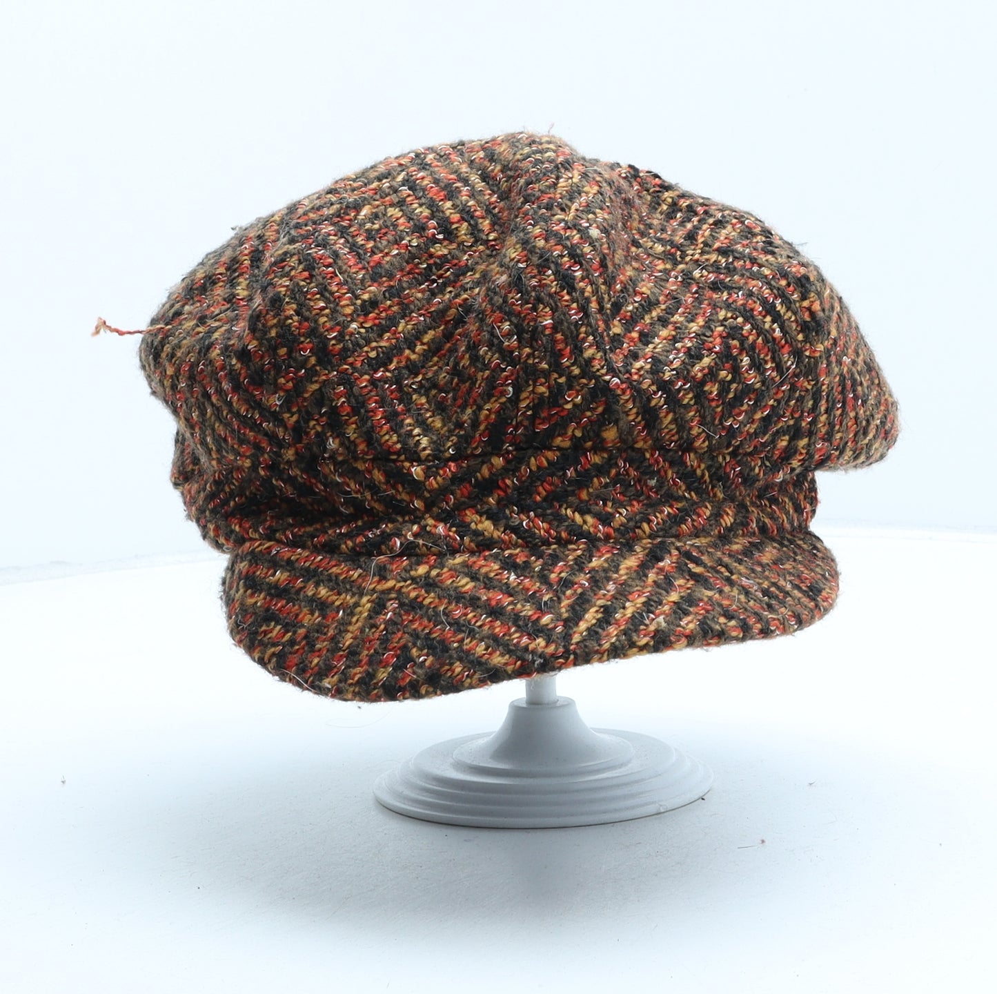 Preworn Womens Orange Geometric Polyester Peaked Cap One Size