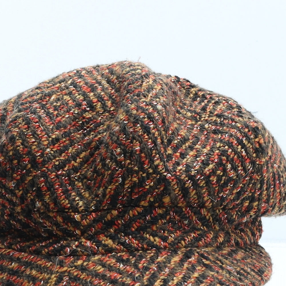 Preworn Womens Orange Geometric Polyester Peaked Cap One Size