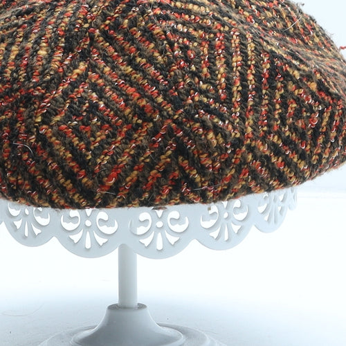 Preworn Womens Orange Geometric Polyester Peaked Cap One Size