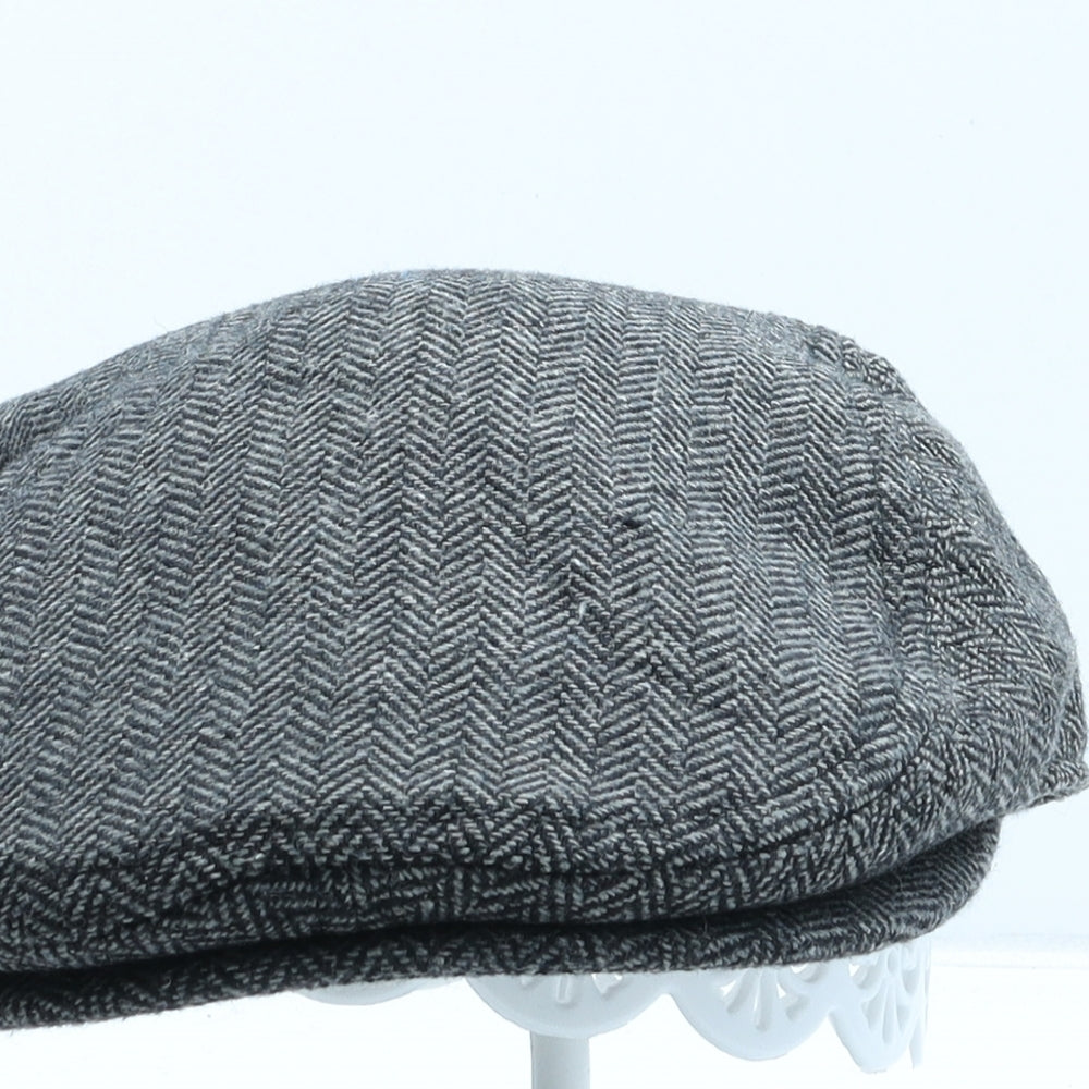 F&F Mens Grey Herringbone Polyester Flat Cap Size S
