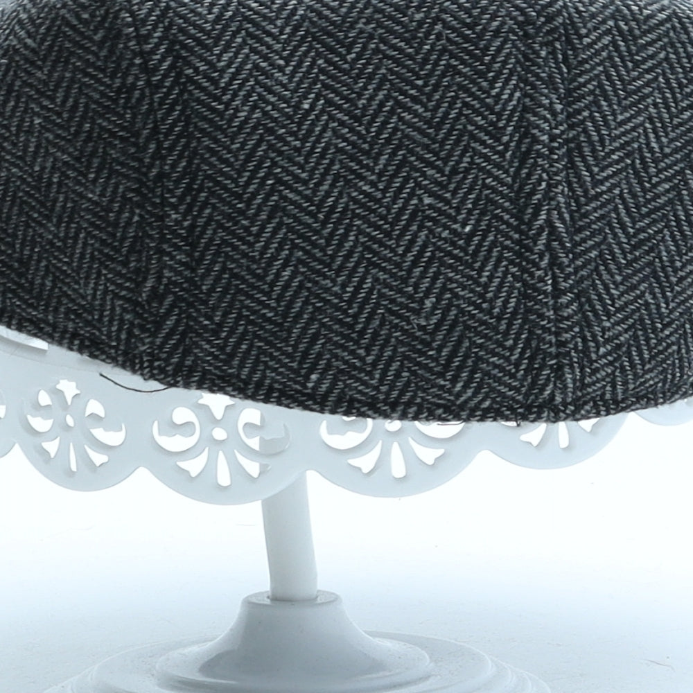 F&F Mens Grey Herringbone Polyester Flat Cap Size S