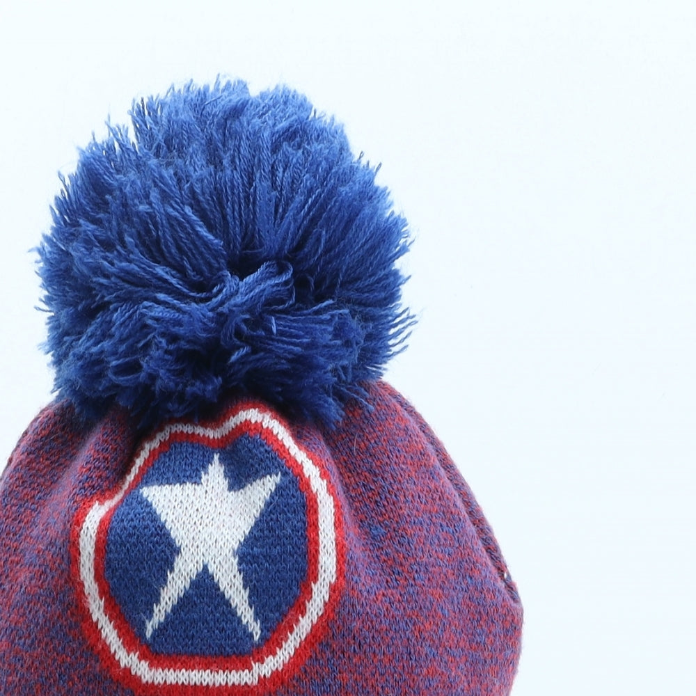 NEXT Boys Blue Acrylic Bobble Hat One Size - Captain America