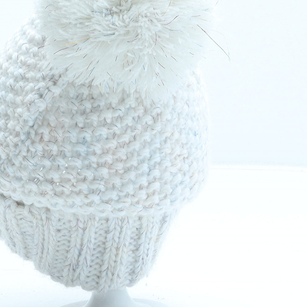 George Girls White Acrylic Bobble Hat One Size - Rainbow