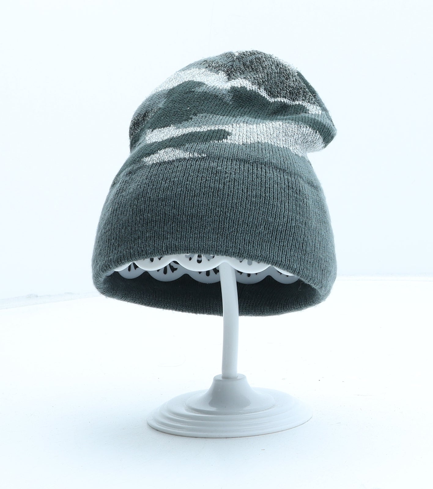 Primark Boys Grey Camouflage Acrylic Beanie One Size