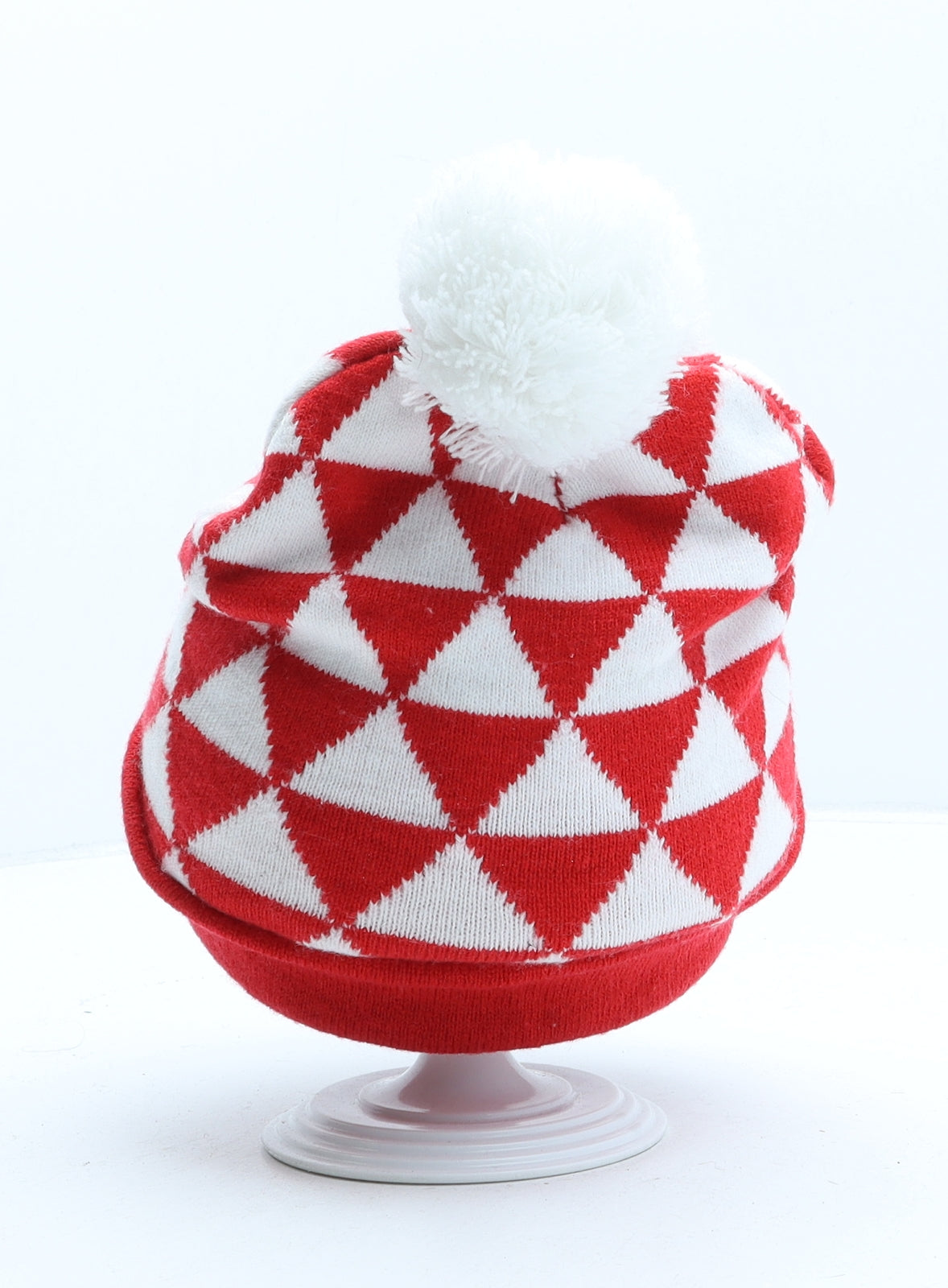 Coca-Cola Womens Red Geometric Acrylic Bobble Hat One Size