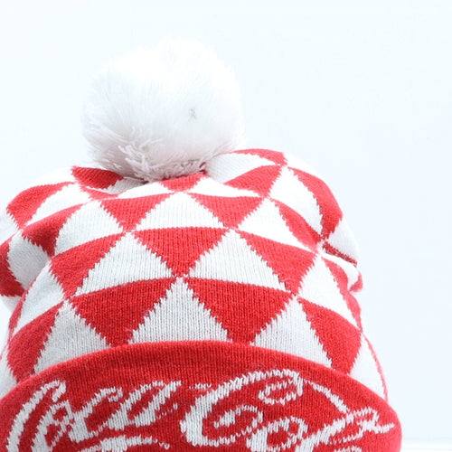 Coca-Cola Womens Red Geometric Acrylic Bobble Hat One Size