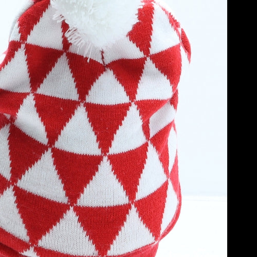 Coca-Cola Womens Red Geometric Acrylic Bobble Hat One Size