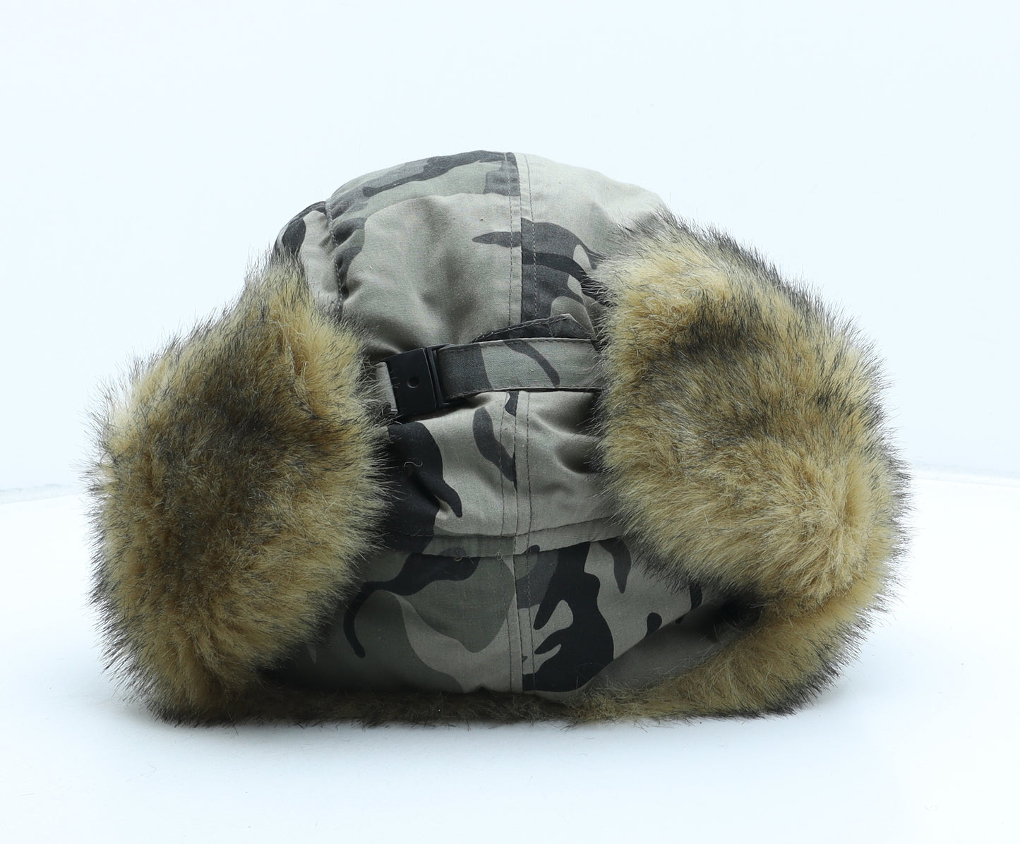 Preworn Mens Green Camouflage Polyester Trapper Hat Size 59