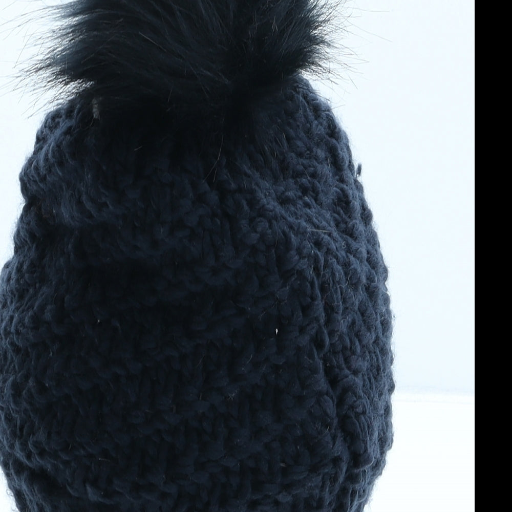 Marks and Spencer Womens Blue Acrylic Bobble Hat One Size