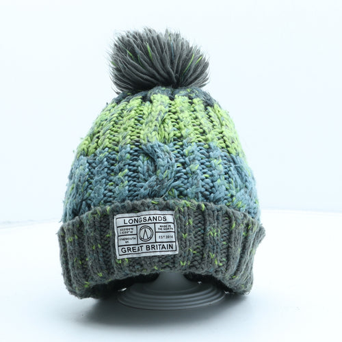 Longsands Womens Green Geometric Polyester Bobble Hat One Size