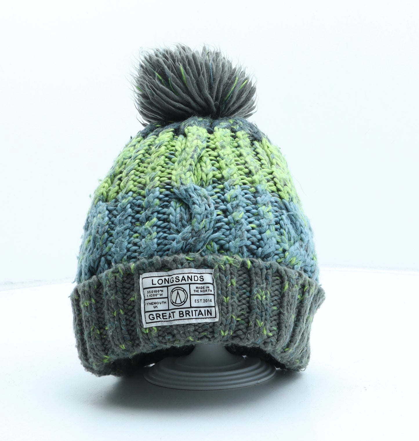 Longsands Womens Green Geometric Polyester Bobble Hat One Size