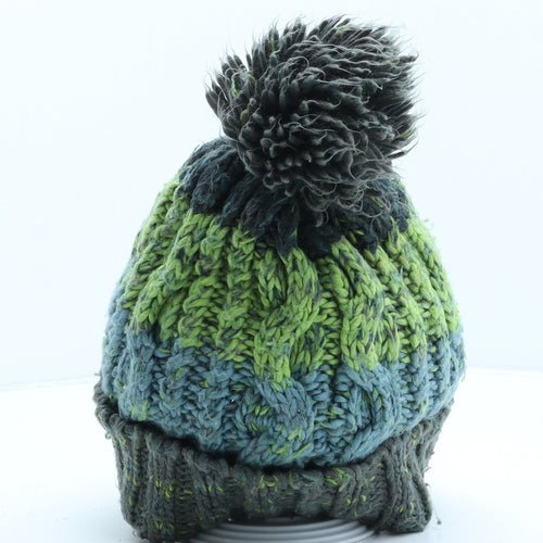 Longsands Womens Green Geometric Polyester Bobble Hat One Size