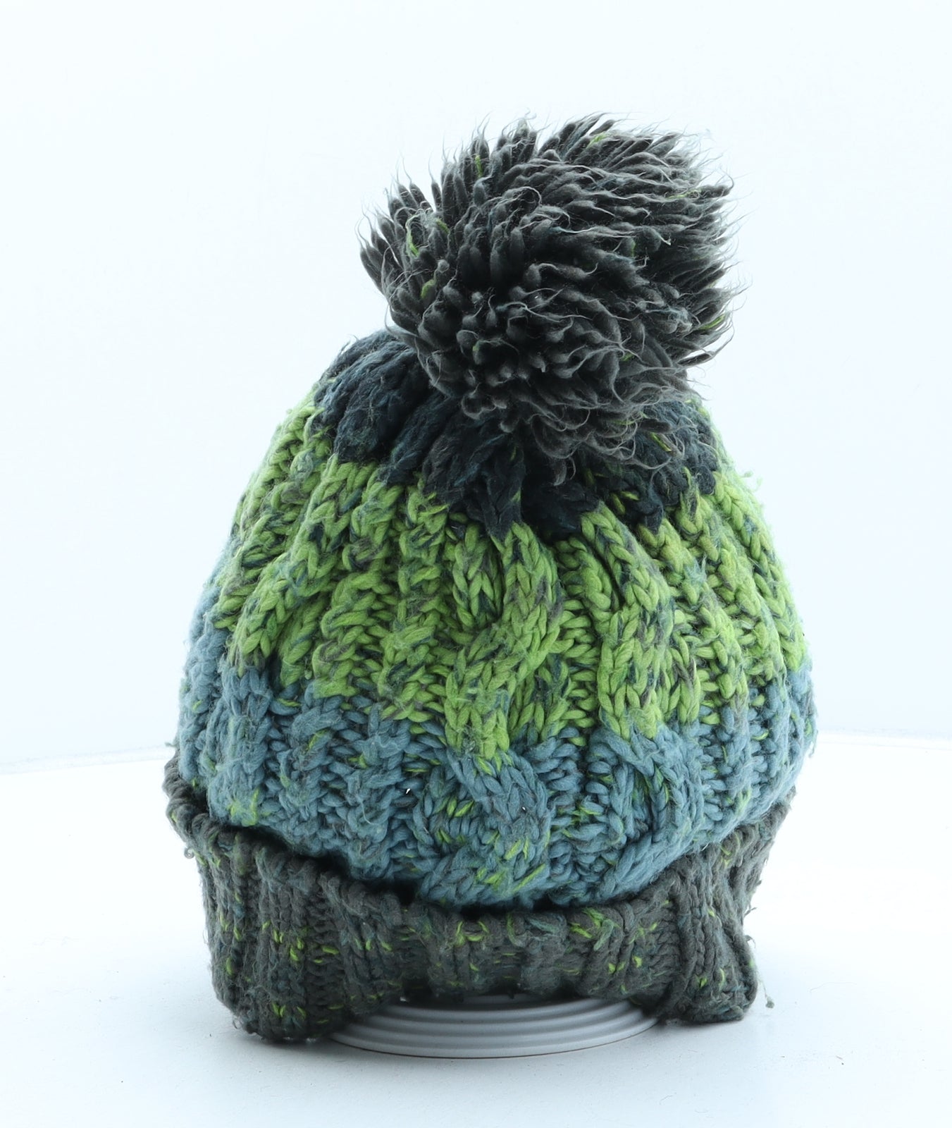 Longsands Womens Green Geometric Polyester Bobble Hat One Size