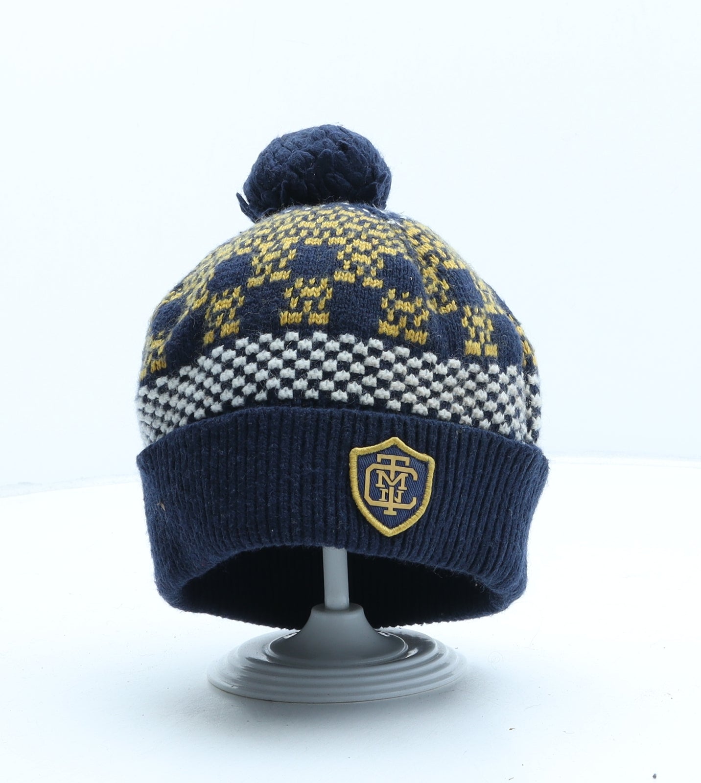 Catimini Boys Blue Fair Isle Viscose Bobble Hat One Size