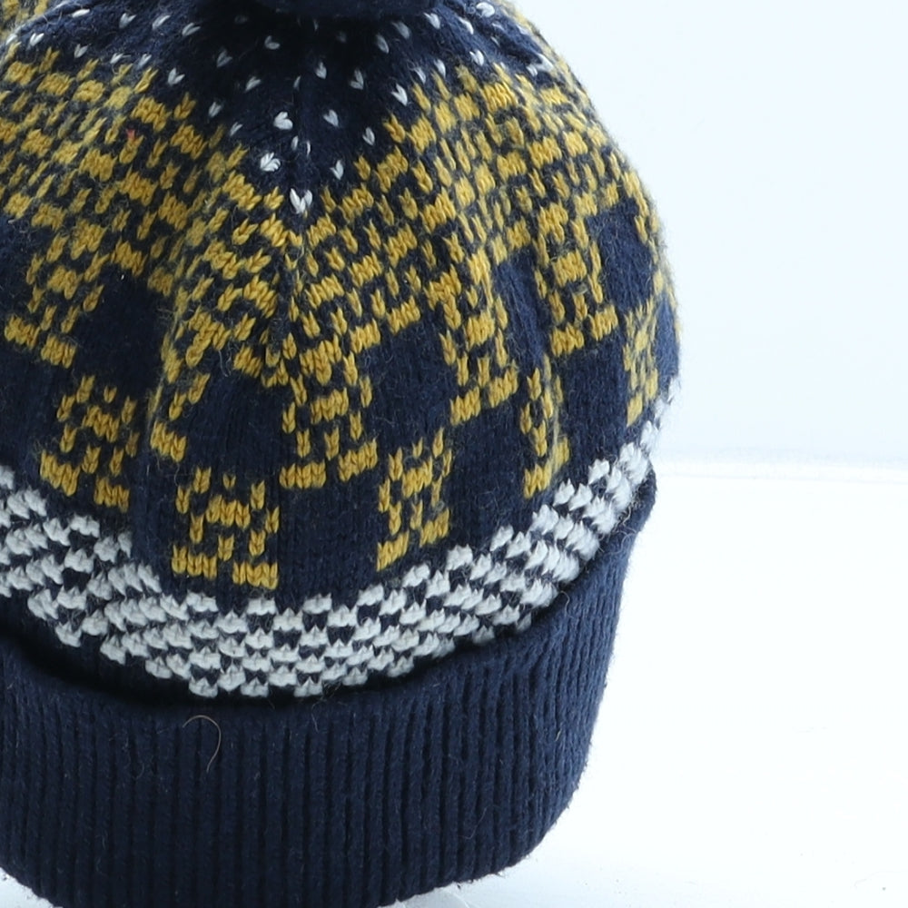 Catimini Boys Blue Fair Isle Viscose Bobble Hat One Size