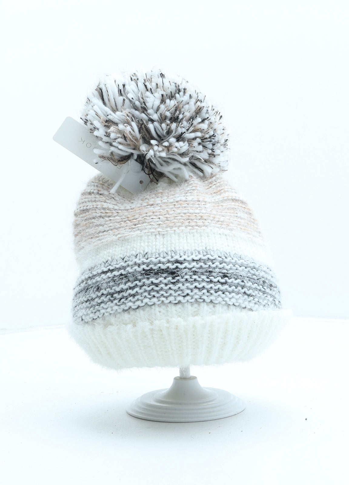 New Look Womens Multicoloured Striped Acrylic Bobble Hat One Size