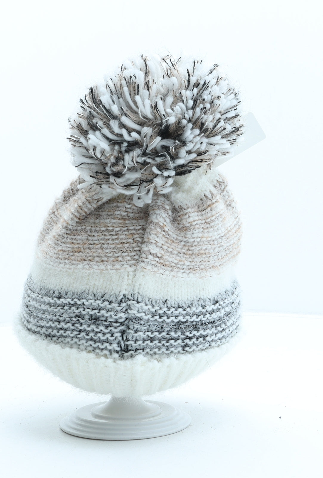 New Look Womens Multicoloured Striped Acrylic Bobble Hat One Size
