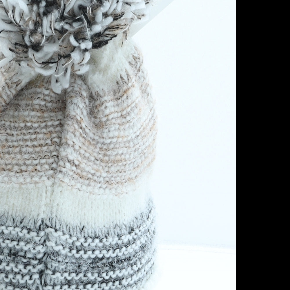 New Look Womens Multicoloured Striped Acrylic Bobble Hat One Size