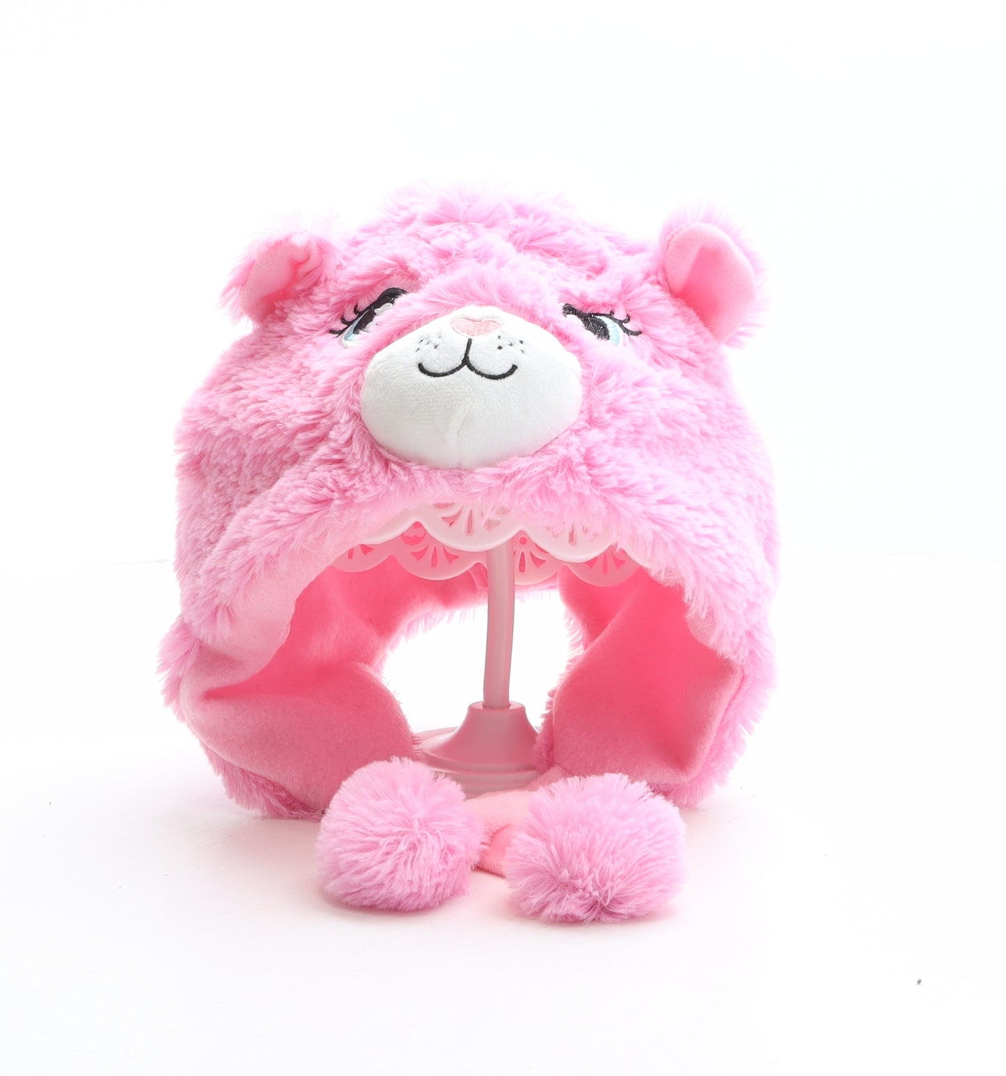 Limited Girls Pink Polyester Bonnet One Size - Cat Design