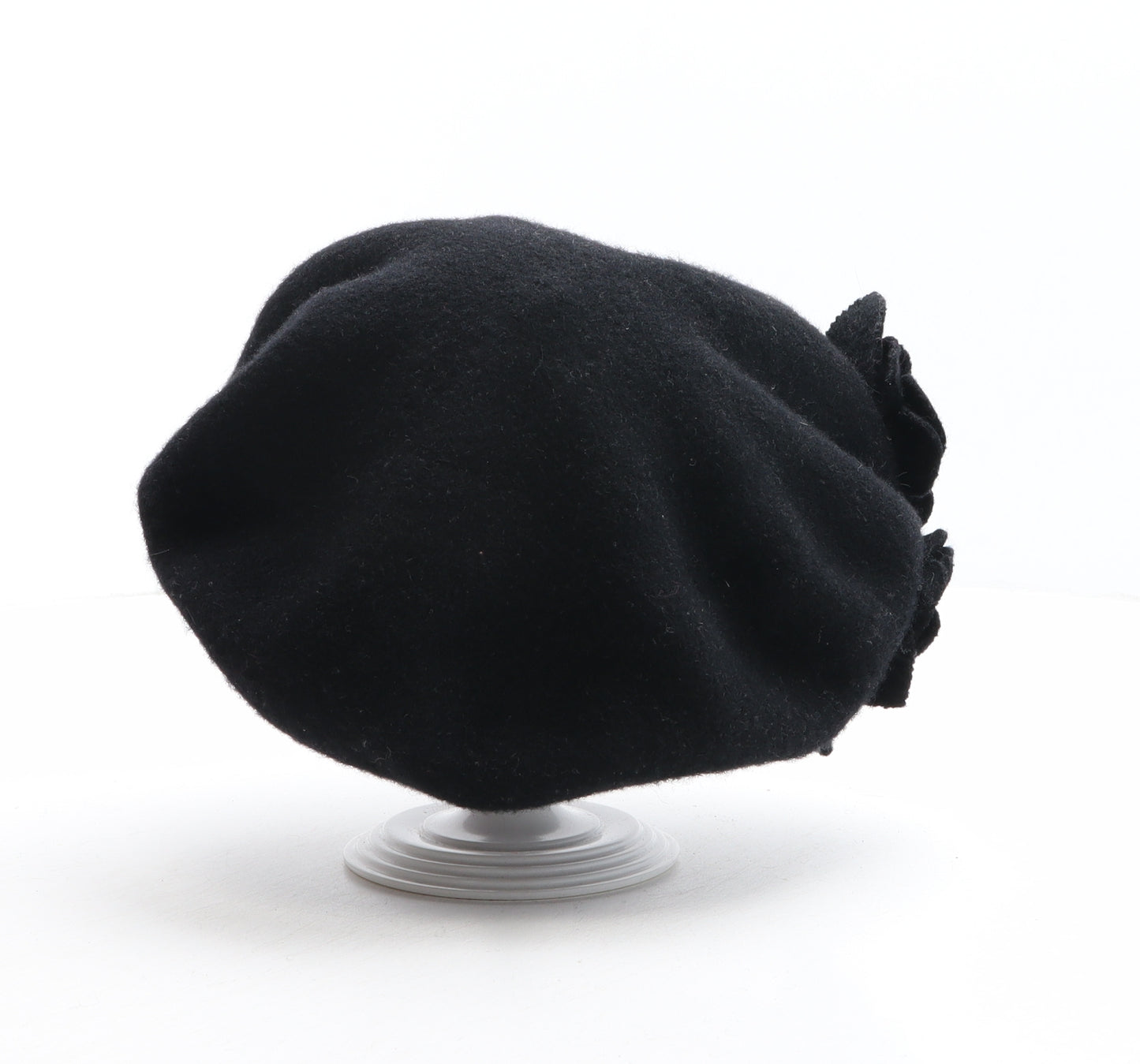 NEXT Womens Black 100% Wool Beret One Size - Flower Detail