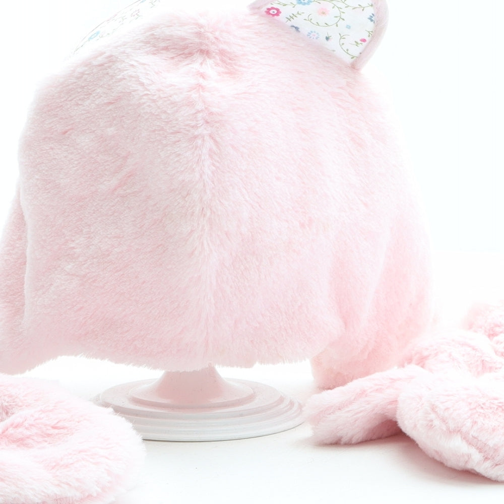 George Girls Pink Polyester Bonnet One Size - Cat Design, Gloves included