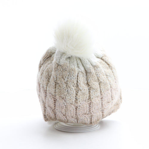 Atmosphere Womens Beige Striped Acrylic Bonnet One Size