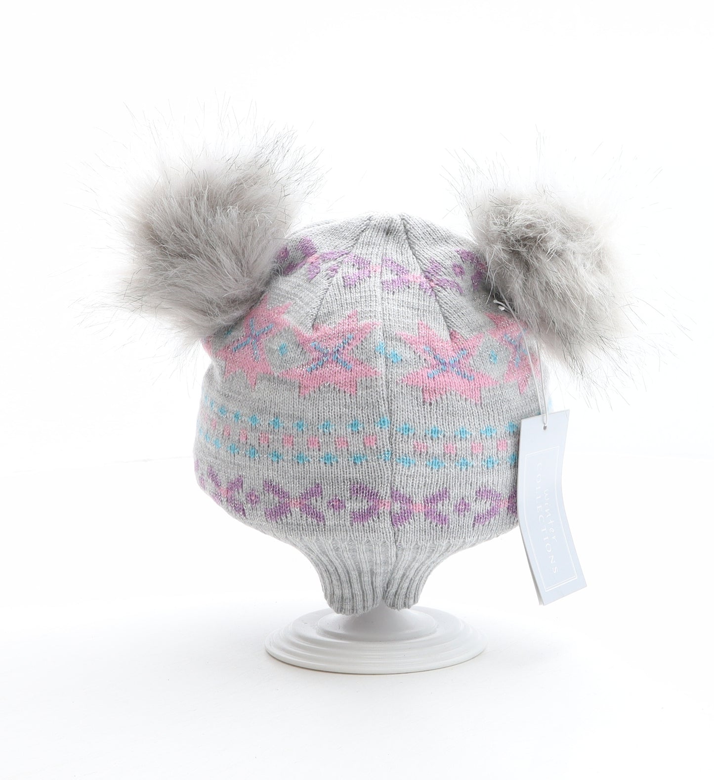 TJM Girls Multicoloured Fair Isle Acrylic Bobble Hat One Size
