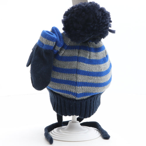 Jeff Banks Boys Multicoloured Striped Acrylic Bonnet One Size - Truck Detail, Gloves inlcuded
