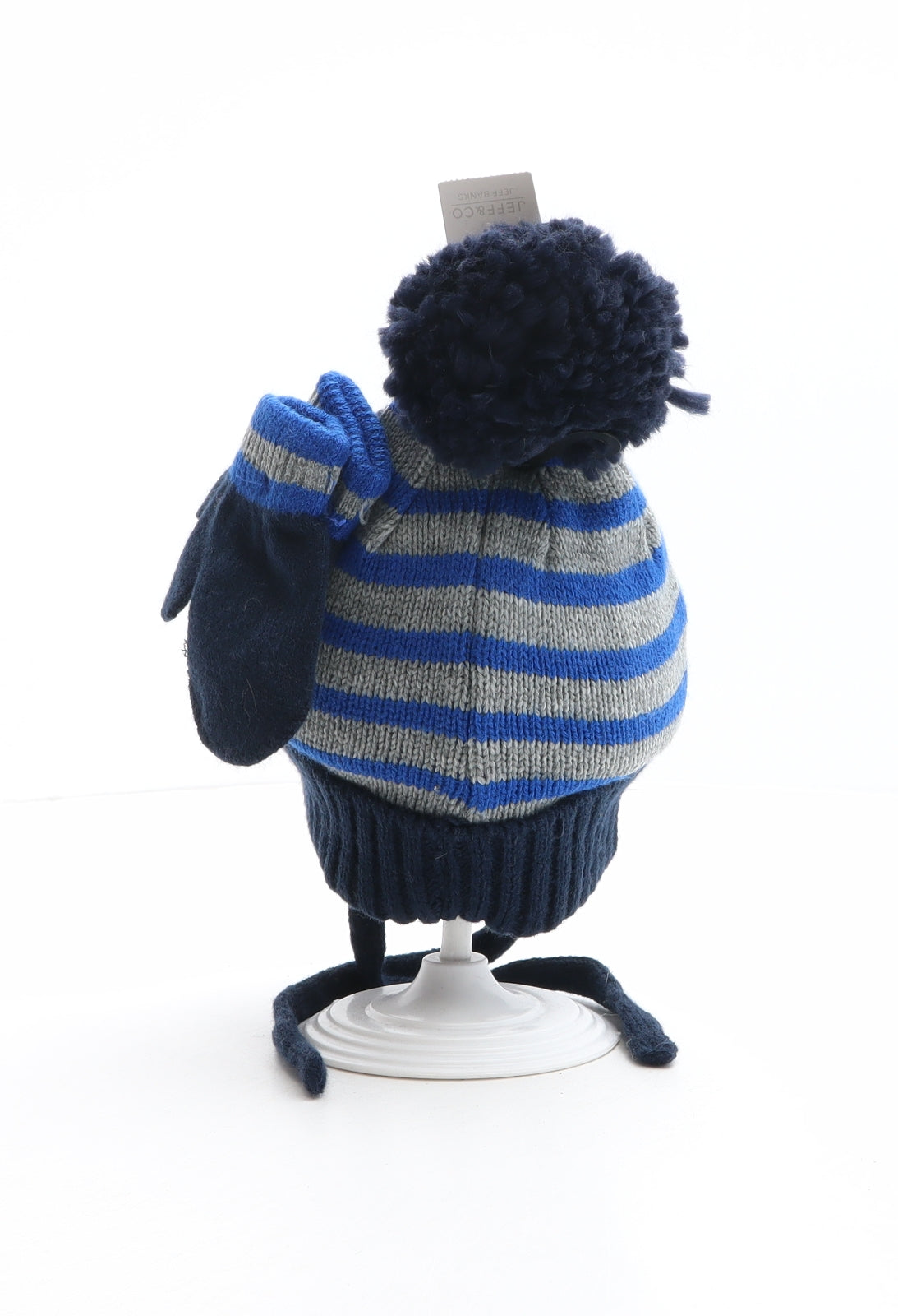 Jeff Banks Boys Multicoloured Striped Acrylic Bonnet One Size - Truck Detail, Gloves inlcuded