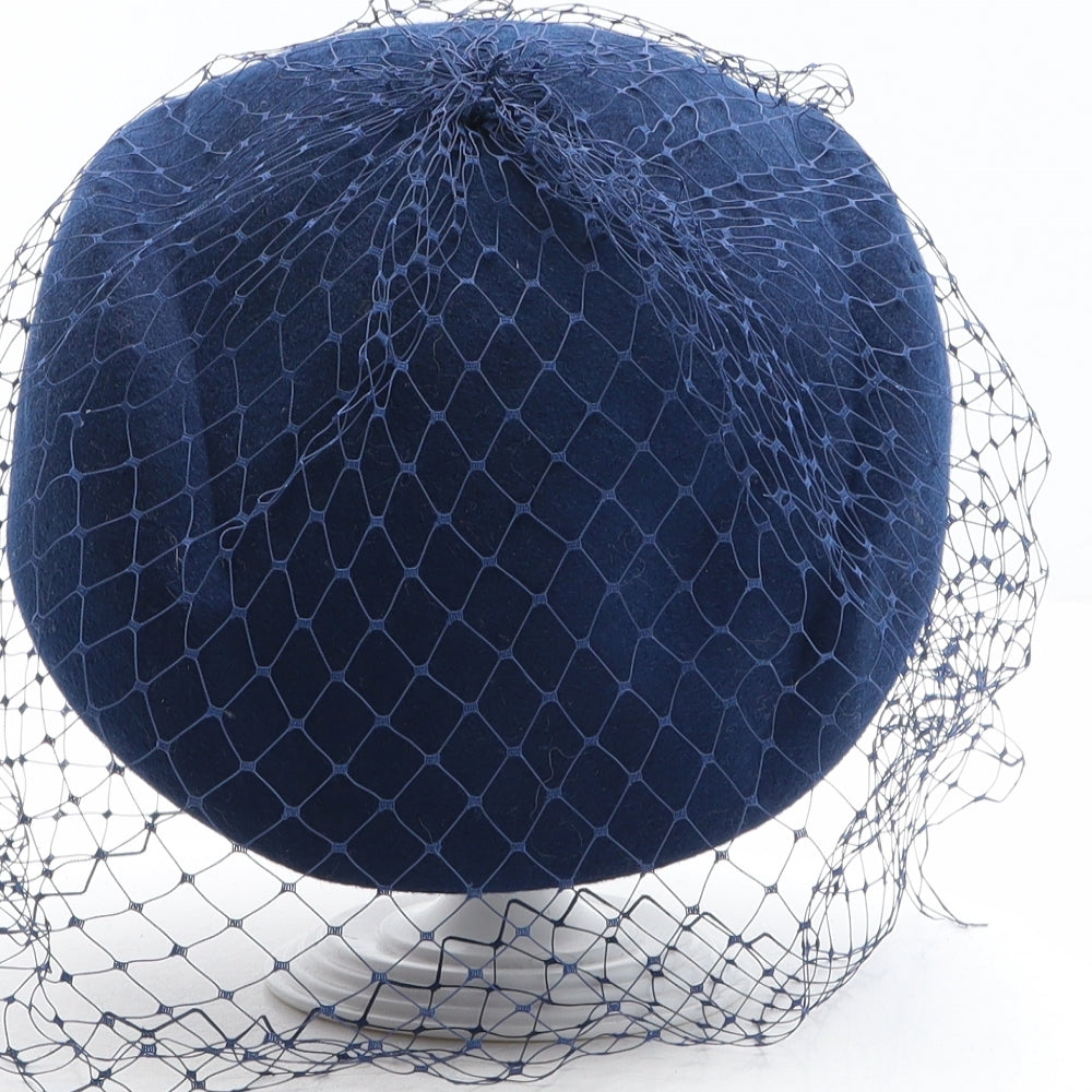 C&A Womens Blue Polyester Beret One Size - Flower Detail, Net