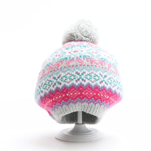 Preworn Girls Multicoloured Fair Isle Acrylic Bobble Hat One Size