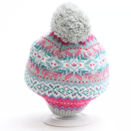 Preworn Girls Multicoloured Fair Isle Acrylic Bobble Hat One Size