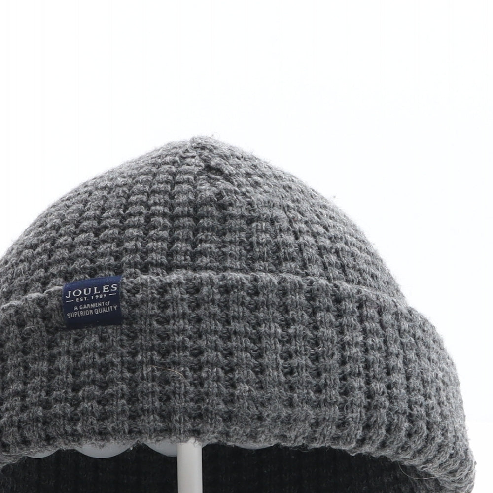Joules Mens Grey Acrylic Beanie One Size