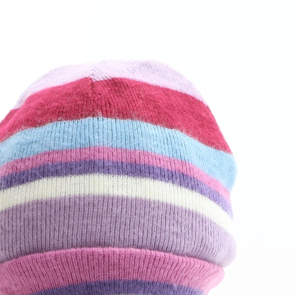 Preworn Womens Multicoloured Striped Acrylic Beanie One Size