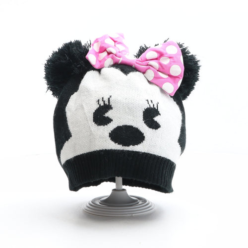 Disney Womens Black Acrylic Bobble Hat Size L - Minnie Mouse