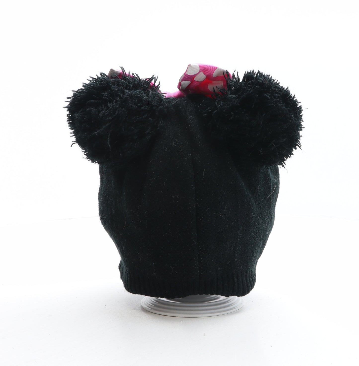 Disney Womens Black Acrylic Bobble Hat Size L - Minnie Mouse