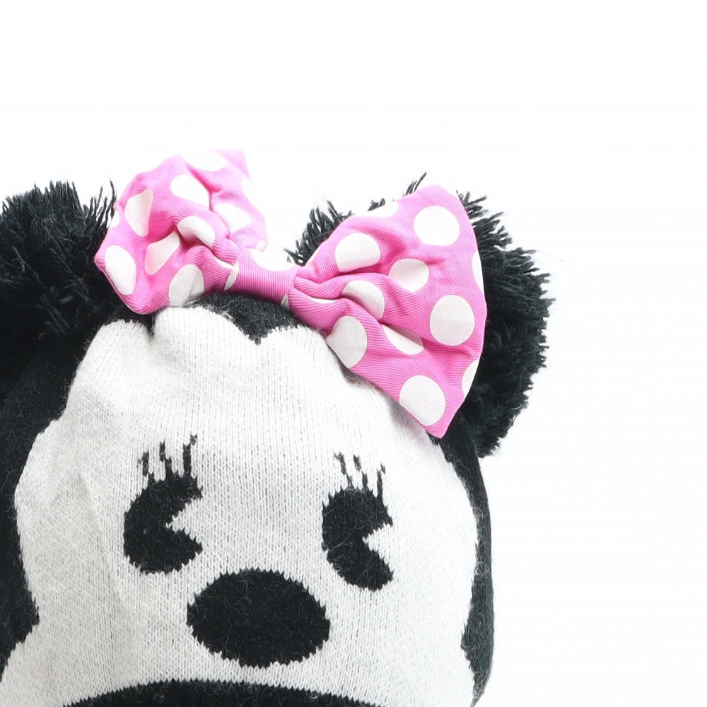 Disney Womens Black Acrylic Bobble Hat Size L - Minnie Mouse