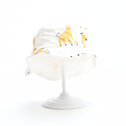 F&F Girls White Geometric 100% Cotton Bucket Hat One Size - Giraffe Pattern