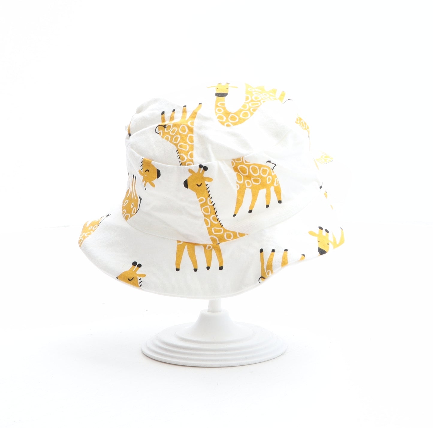 F&F Girls White Geometric 100% Cotton Bucket Hat One Size - Giraffe Pattern